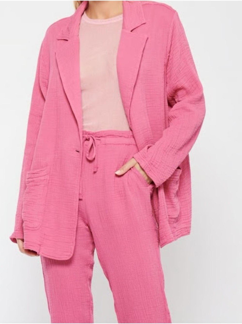Brand New Raquel Allegra Pink Oversized Gauze Blazer